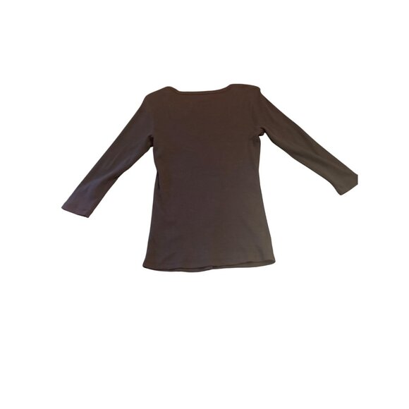 James Perse Womens Black Long Sleeve Ribbed Top Size 2 Classic Basic Minimalist - Picture 4 of 4